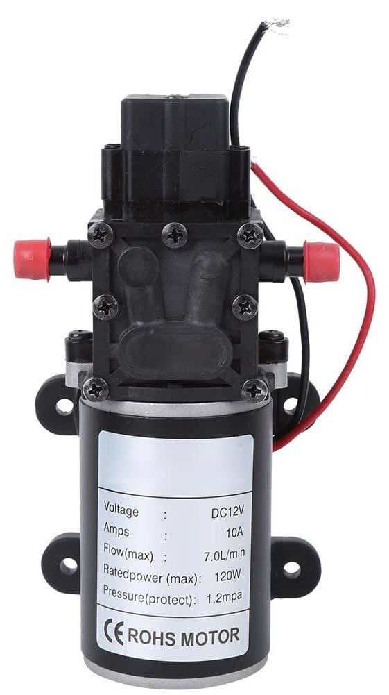 Gistuch Intelligente membraanpomp met hoge druk, 12V, 120W, 7 liter per minuut, 10mm wateruitlaat rechts