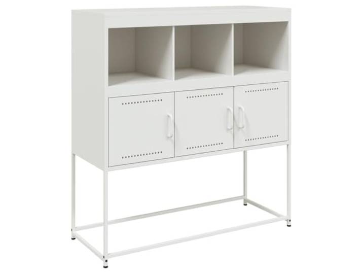 GFMGUEMV Sideboard Weiß 100,5x39x107 cm Stahl Schrank Stahlblech glatt, pflegeleicht, viel Stauraum, stabil, modernes Design