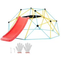 VEVOR Kletterkuppel, 2,44 m geometrisches Klettergerüst mit Rutsche, für Kinder von 3 bis 9 Jahren, Klettergerüst 272 kg Tragfähigkeit, mit Klettergriff, Indoor-/Outdoor-Spielgerät ideal Hinterhof