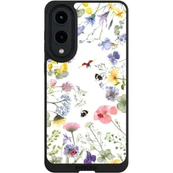 Nivocase Handyhülle für Samsung Galaxy S25 Edge Hülle NIVOpure Case Schwarz Biene Blumen Muster (Samsung Galaxy S25 Edge), Smartphone Hülle, Schwarz