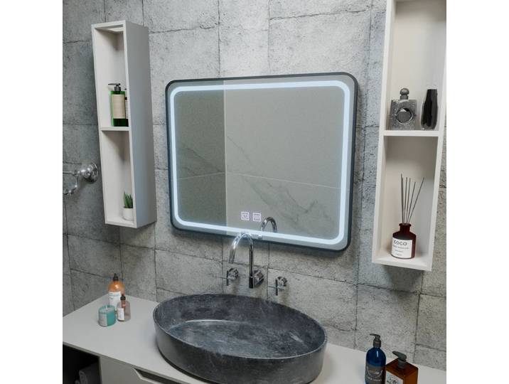 Miroir Led Rectangulaire 90x75 Desembuage Cadre Noir