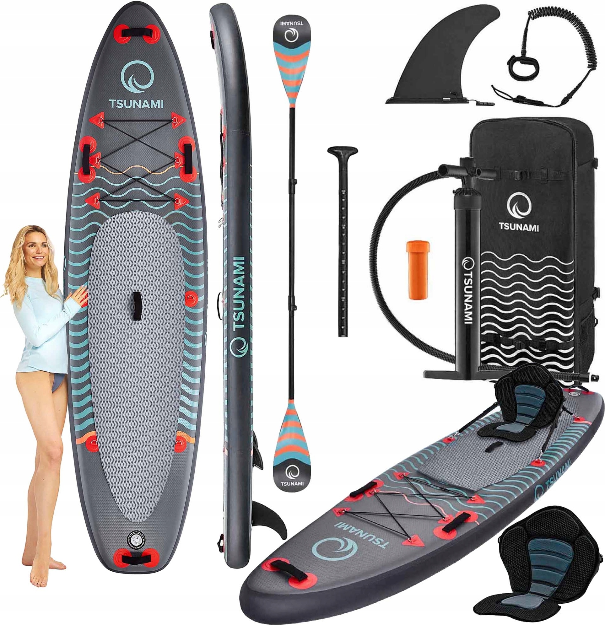 SUP-Board Tsunami 350 cm mit Paddel und Zubehör-Neue Qualität des Paddelns