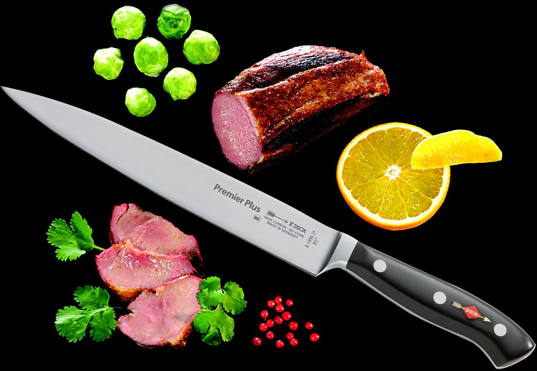 F. DICK Premier Plus - Trancheermes - Mes: 210mm zwart;zilver