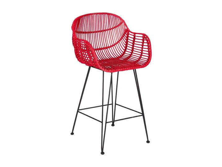 Oviala - Chaise haute de jardin en aluminium et rotin naturel avec accoudoirs