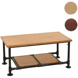Couchtisch HWC-N27, Wohnzimmertisch Tisch Sofatisch Beistelltisch, Industrial Massiv-Holz Metall 48x100x50cm ~ natur