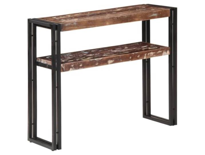 Konsolentisch, 90 x 30 x 75 cm, massives Altholz Zwei Regale mit zwei Schichten, stabiles Eisen, Teak- und Mangoholz, Flur oder Wohnzimmer, zufällige Lieferung