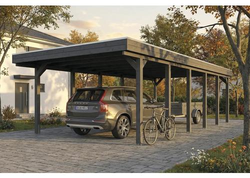 Einzelcarport SKAN HOLZ Friesland inkl. Pfostenanker 402 x 860 cm schiefergrau