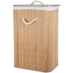 WellHome - Faltbare Wäschekörbe 40x30x60 cm aus Bambus und Baumwolle