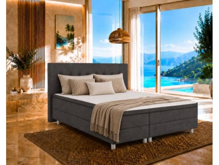 Best For Home Boxspringbett 90x200 cm mit 7-Zonen Matratze und Stauraum
