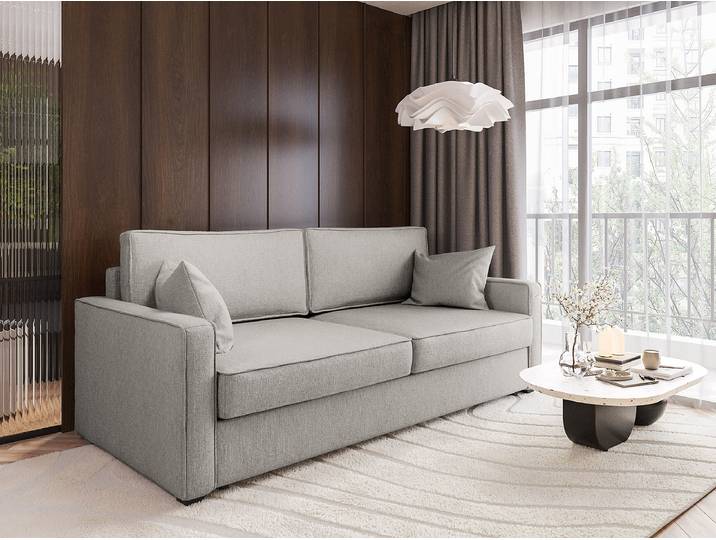 Schlafsofa Silber Cordstoff Rumi 242 x 95 x 110cm mit Schlaffunktion Modern