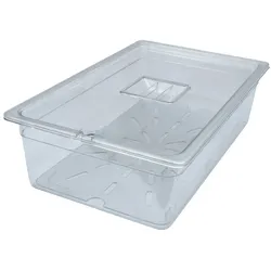 AcMax Set GN 1/1 Polycarbonat Behälter 21 Liter 150mm Deckel-Einkerbung und Abtropfeinlage