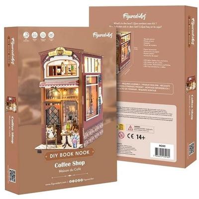 FiguredArt M2411 - DIY Book Nook, Coffee Shop, Kaffeehaus, Puzzle, 62 Teile, Miniatur-Diorama