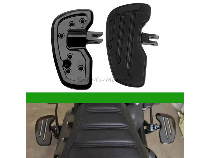 Repose-Pieds Avant Réglables en Aluminium Noir et Caoutchouc pour Harley Davidson Softail Sportster, 2 Pièces