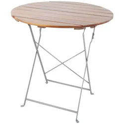 Inda-Exclusiv, Gartentisch + Balkontisch, Biergarten Klapptisch Tisch Gartentisch Stehtisch klappbar Akazie aus Stahl Ø80cm (80 x 74 cm)