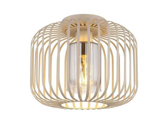 Deckenleuchte Rauchglas Deckenlampe sand Wohnzimmerleuchte Metallstäbe Retro, E27 Fassung, DxH 28x23 cm