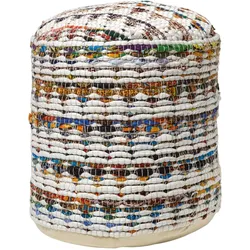 SITZPOUF rund, creme-bunt gemustert 40/40/45 cm