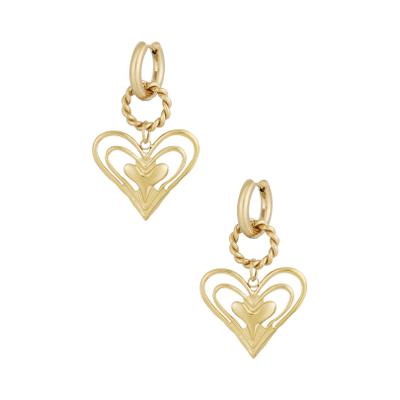 Paar Ohrhänger ADELIA´S "Ohrringe Ohrhänger mit Herzanhänger aus Edelstahl", Damen, Gr. Damen, goldfarben, Ohrringe, Modeschmuck mit beweglichem Herzanhänger, trendig