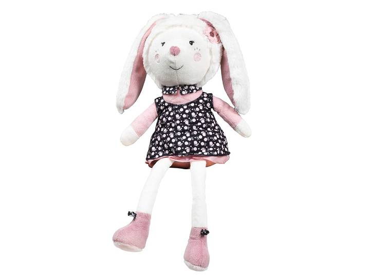 Doudou lapin grand modèle en velours blanc - MISS FLEUR DE LUNE - SAUTHON