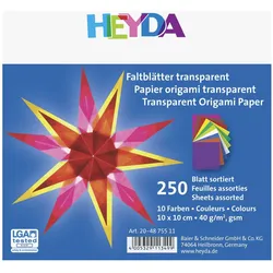 5x Heyda, Bastelpapier, Faltblatt Papier 10x10cm transparent VE=250 Blatt (40 g/m2, 1x)