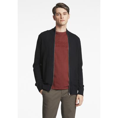 Cardigan LINDBERGH "Cardigan Slim Fit", Herren, Gr. L, schwarz (navy), Obermaterial: 80% Viskose, 20% Nylon, unifarben, Strickjacken