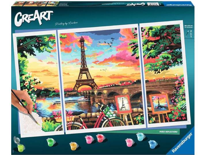 Tekeningen om te schilderen Ravensburger Paris Reflections 80 x 50 cm 4 Stuks