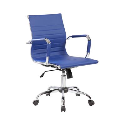 Dmora Bürostuhl Dluis, Chefsessel mit Armlehnen, Ergonomischer Bürostuhl, Blau, 62x54h92/102 cm