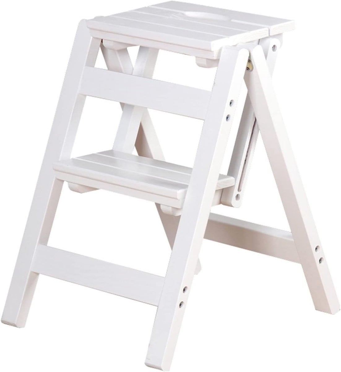 Houten Ladderkruk - Opvouwbare 2-traps kruk in houtkleur