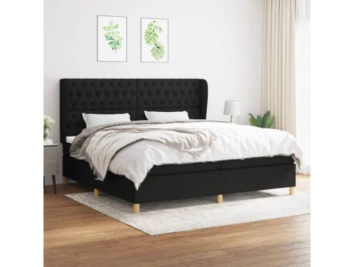 Strapazierfähiger Stoff mit Taschenfederkernmatratze höhenverstellbares Boxspringbett mit Matratze Schwarz 200x200 cm Stoff Luxus Bett mit Kopfteil Taschenfederkern Topper