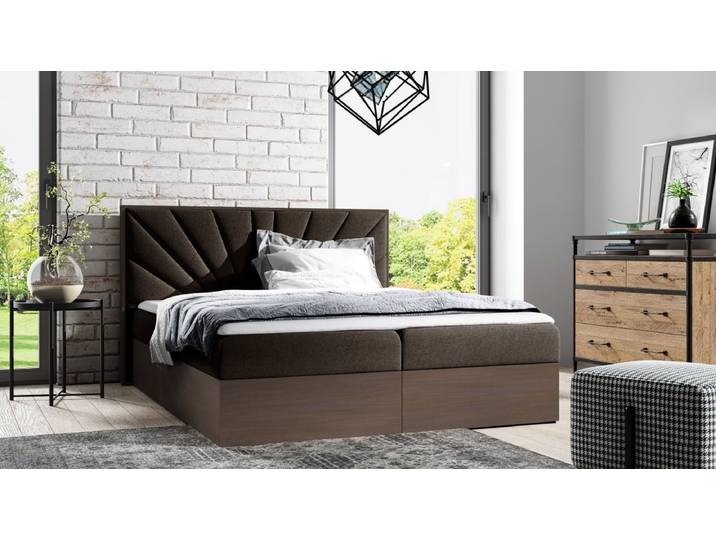 Designer Holzbett Minari mit Stauraum - Braun - 140x200 - Dunkle Eiche - Luxusbetten24