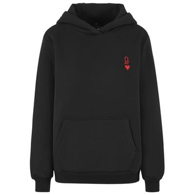 Kapuzensweatshirt MISS TEE "Miss Tee Queen Card EMB Fluffy Hoody", Damen, Gr. XS, schwarz, 100% Baumwolle, bedruckt, Rundhals, Sweatshirts