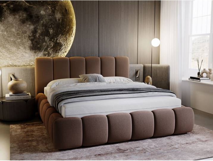 Polsterbett Ohne Bettkasten mit Lattenrost 120x200 Cloud Braun