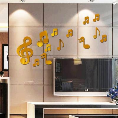 Inspired Deals 3D Acrylic Mirror Wall Sticker Musical Note DIY Wall Decor For Living Room & Bedroom gold