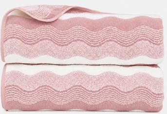 JML Soft Fleece Bath Towel Set of 2 with Wavy Stripe Design