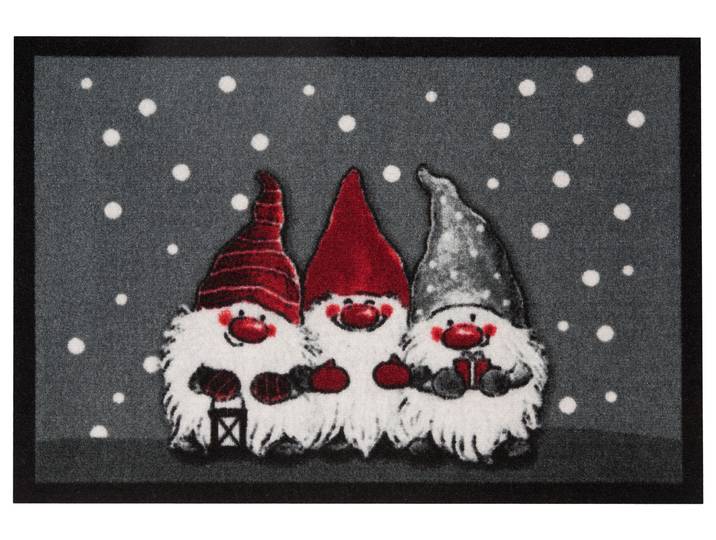 Fussmatte HANSE HOME 3 Zwerge, Türmatte Gr. 15, grau, B:40cm H:7mm L:60cm, Kunstfaser, Teppiche, Fussmatte, Schmutzfangmatte, Outdoor, Rutschfest, Weihnachten, Waschbar, Innen
