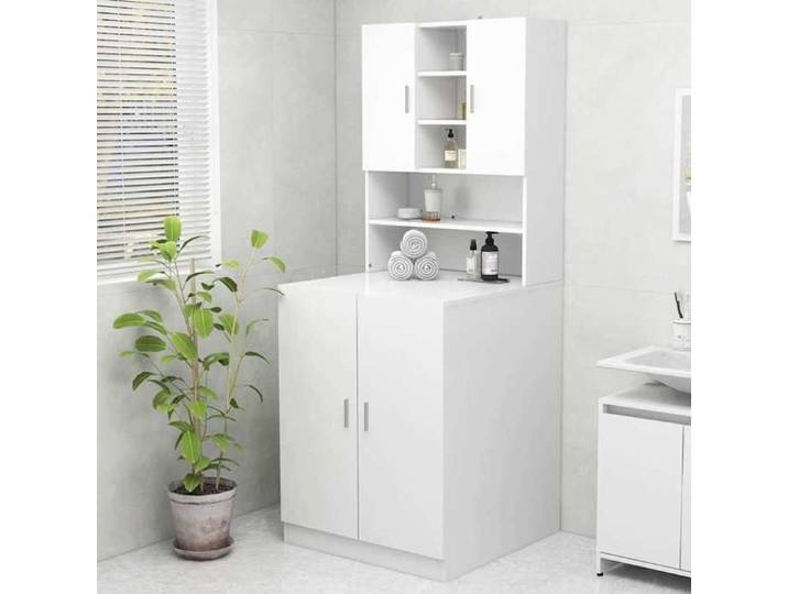 Meuble pour machine à laver Blanc - Cadre durable - design élégant(15629)