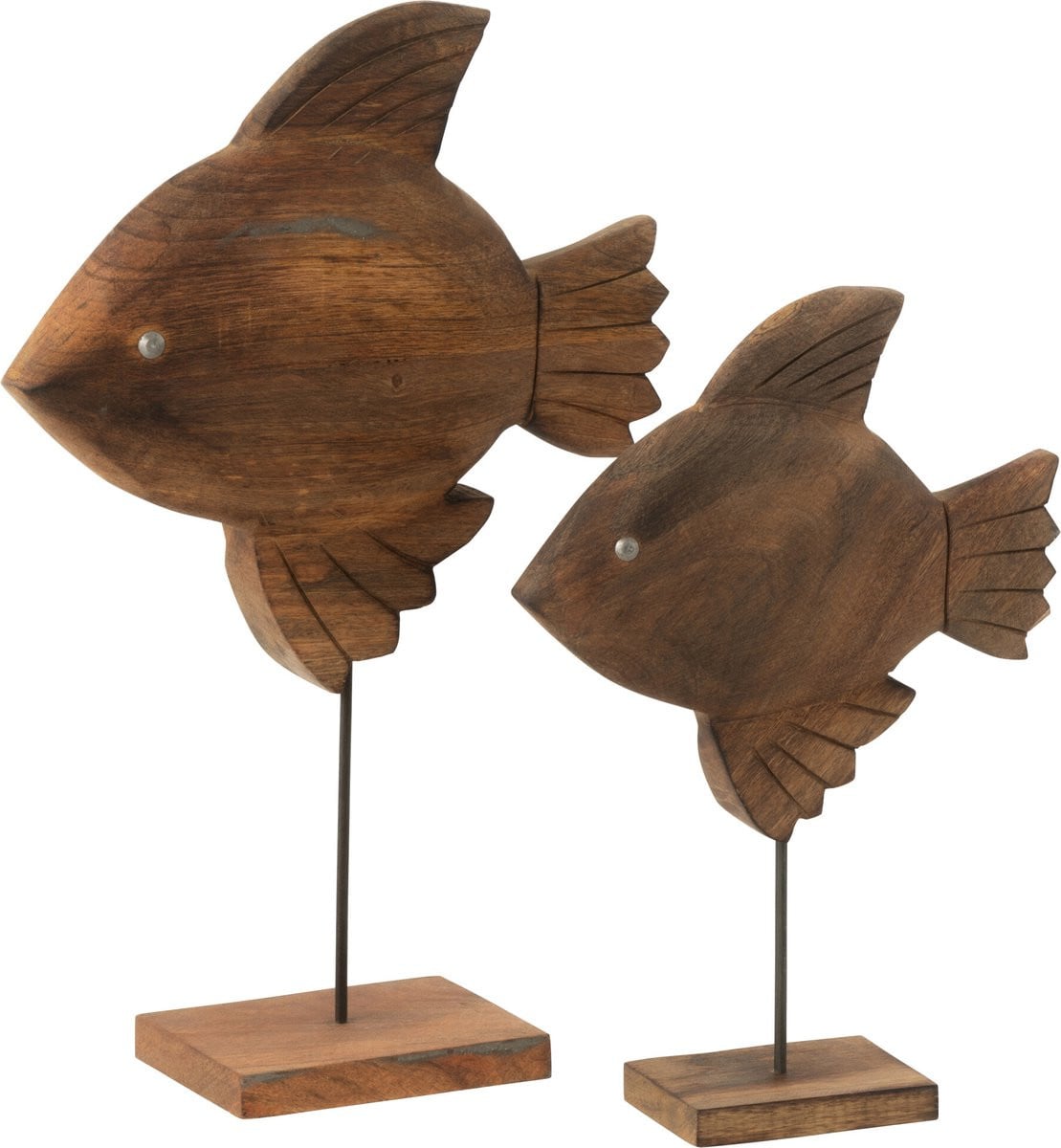J-Line Decoratie Vis - Hout en Metaal - Bruin/Zwart - Large