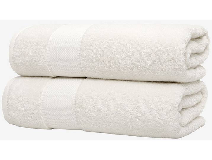Duschtücher WOLKENFELD Premium Low-Twist Baumwolle 550 g/m² – 2 grosse Duschtücher , weiss (weiß), B:70cm L:140cm, Frottier, Baumwolle, Handtücher, Duschtücher, 70×140 cm – weich, saugfähig und ideal für Bad & Wellness