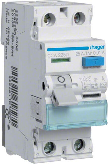 Hager Interrupteur différentiel 2P 25A 10mA CCA225D (CCA225D)