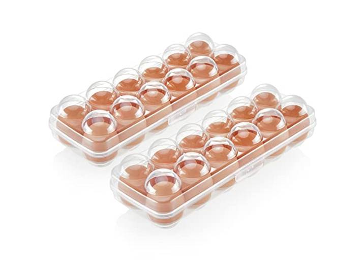 COM-FOUR® 2x eierdoos voor 12 eieren, eieropslag, eierhouder