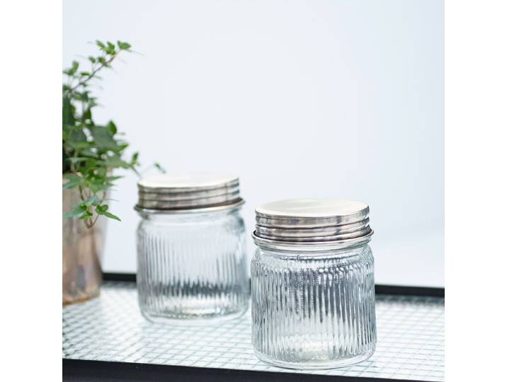 Set de 2 bocaux en verre et laiton argenté Chaumont