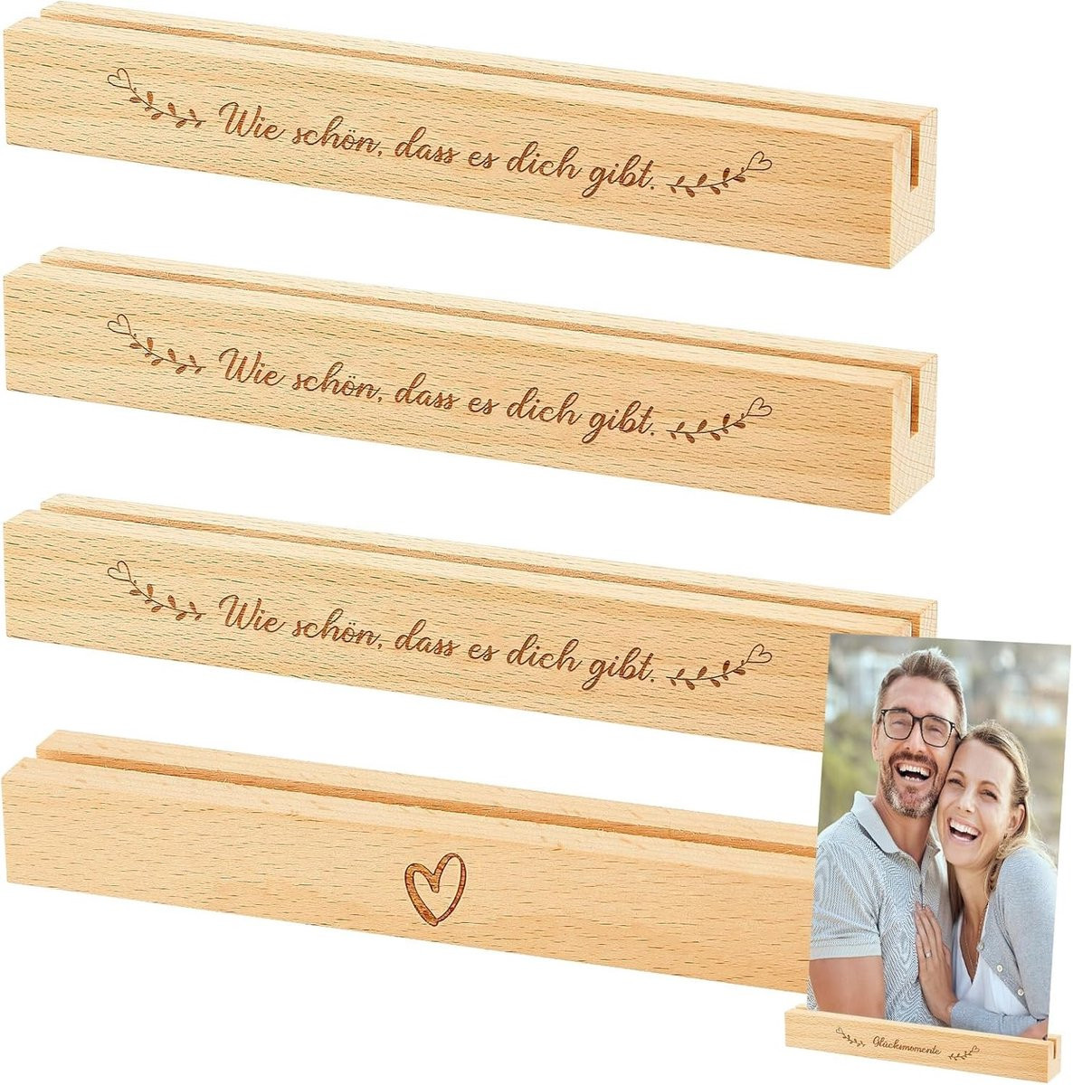 Houten Kaartenhouder Set van 4 voor Naamkaartjes en Postkaarten