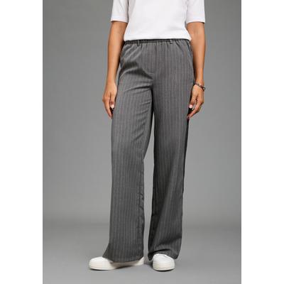 Schlupfhose LAURA SCOTT, Damen, Gr. 42, N-Gr, grau, Web, Obermaterial: 69% Polyester, 31% Viskose, Nadelstreifen, comfort fit lang, Hosen Schlupfhose, aus Polyester und Viskose, mit Nadelstreifen-Optik, für Businessmode