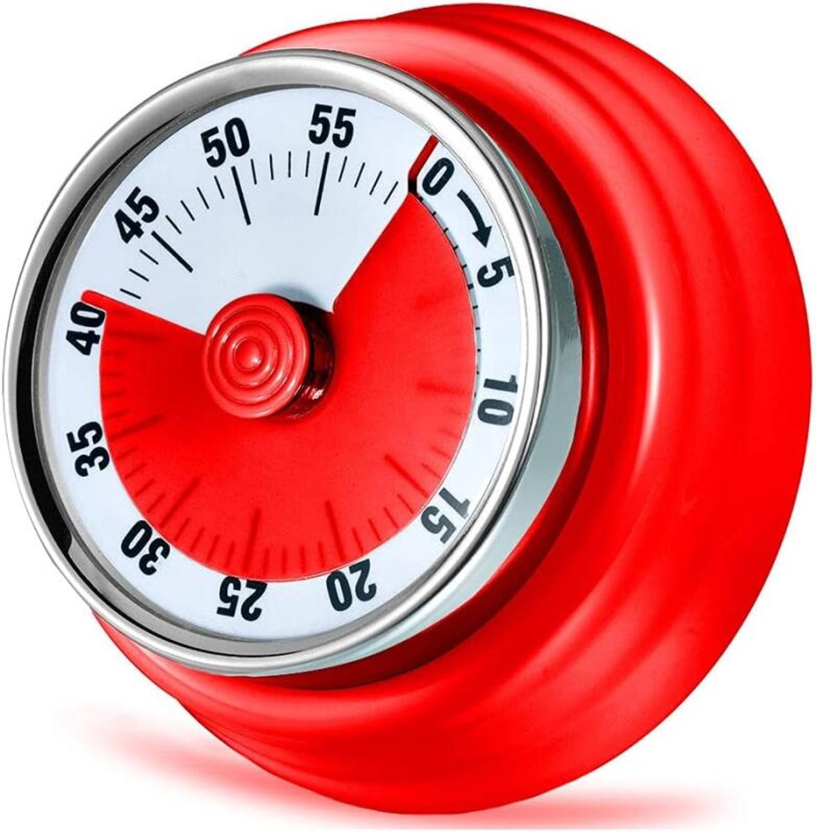Rode Mechanische Visuele Timer - Magnetische Keukentimer en Kookwekker - 60 minuten - Geen batterijen nodig