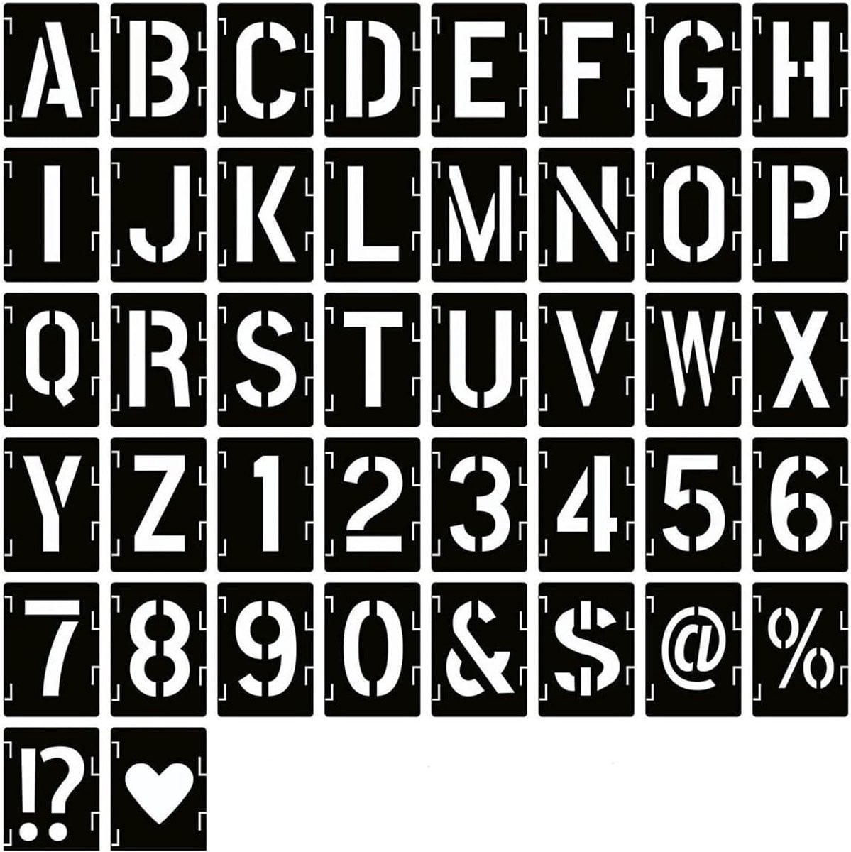 42-delige herbruikbare letter- en cijfersjablonen set van 2 inch voor schilderen op hout, muren en DIY kunstprojecten