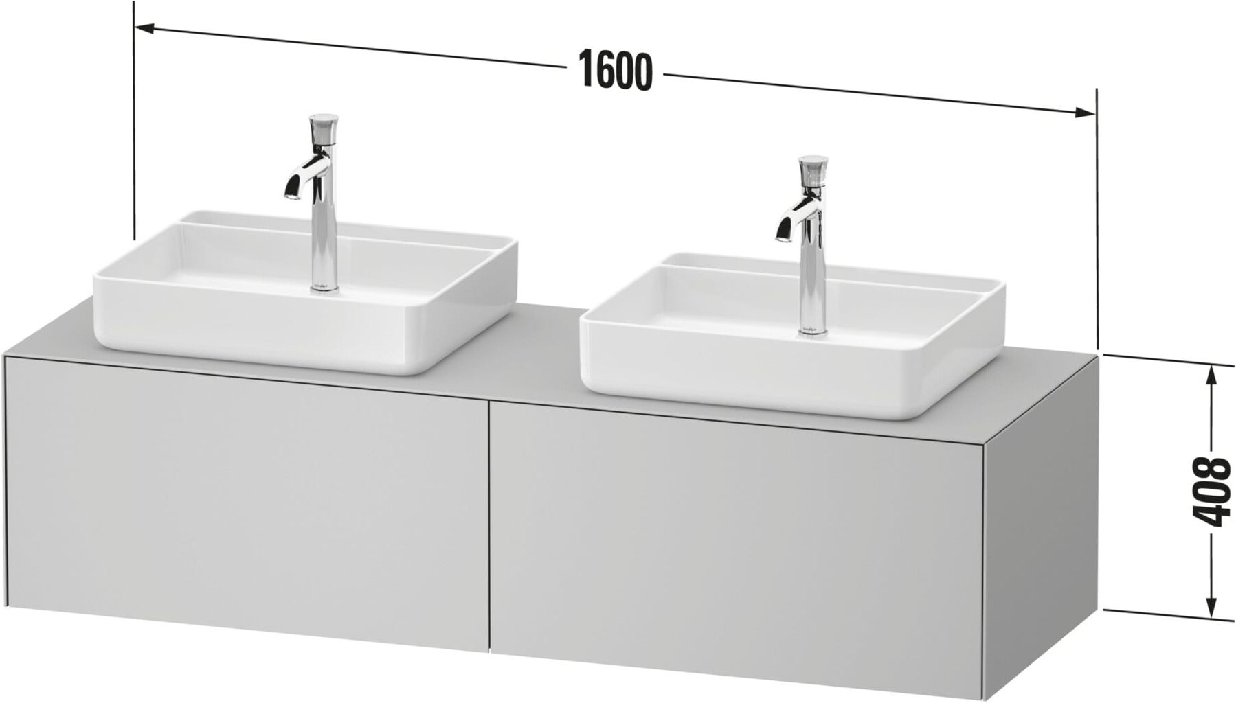Duravit Waschtischunterschrank White Tulip 160x55cm, 2 A, st-g g, k Ei/o Beleucht. (WT4865BH2H20000)