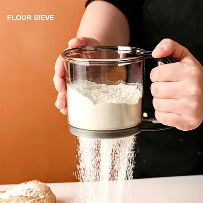 Premium Hand Press Flour Sifter Cup Transparent Flour Sifter For Smooth, Lump Free Baking Premium Hand Press Flour Sifter Cup Transparent Flour Sifter For Smooth, Lump Free Baking