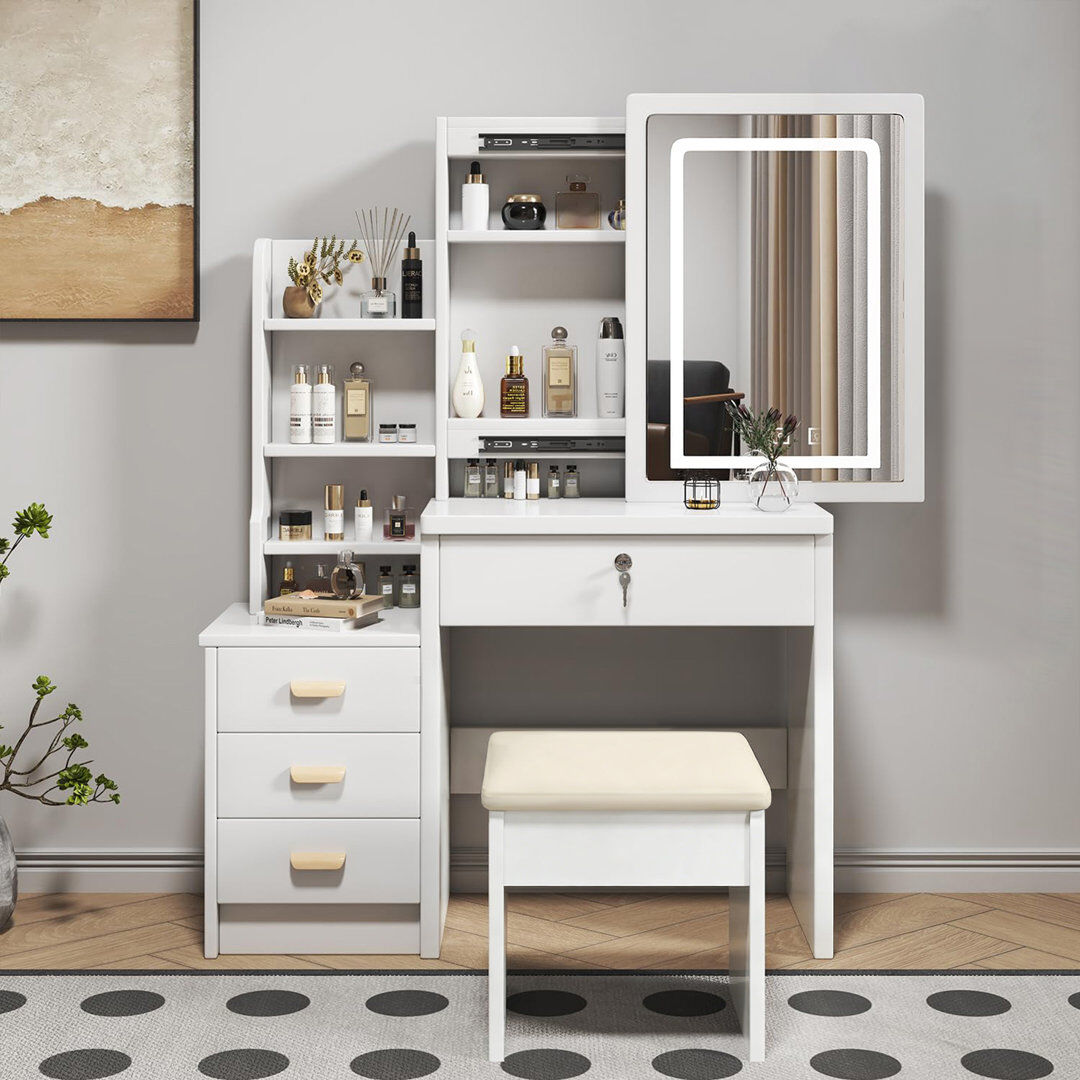 George Oliver Dressing Table White 130cm H X 85cm W X 36cm D