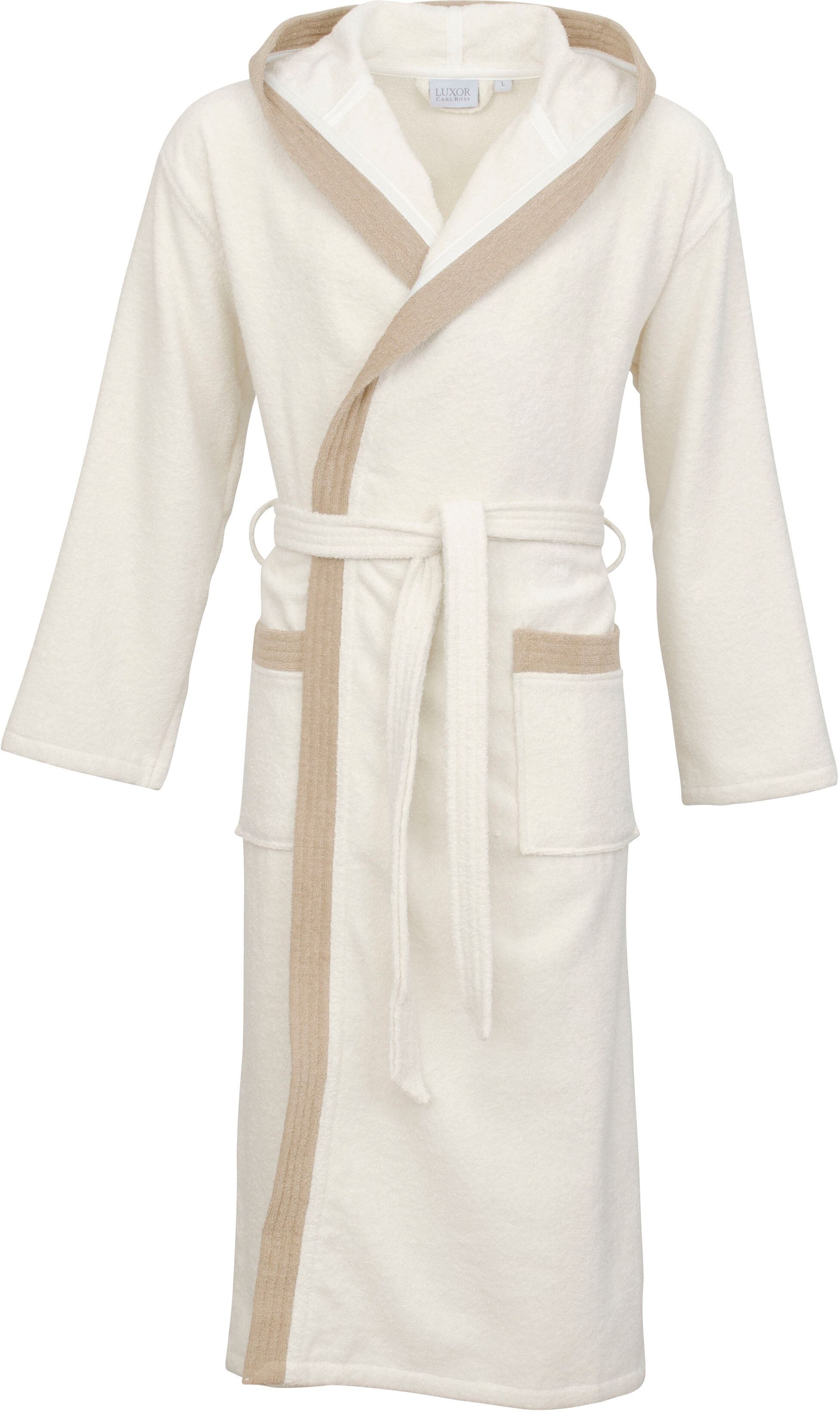 Unisex-Bademantel CARL ROSS "40300" Gr. S, beige (sanftes weiß, cork), S, Walkfrottier, Hausmäntel, Unisex-Bademantel, Midilänge sanftes weiß, cork S
