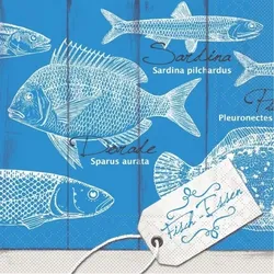 Mank Serviette Tissue Fisch-Essen, 40 x 40 cm, 100 Stück