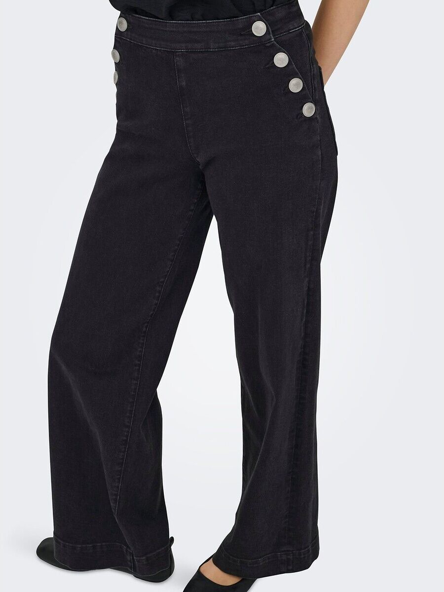 ONLY Jean large taille haute, avec boutons côtés